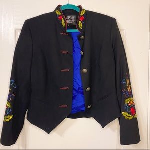 Vintage 80s Hairston Roberson Embroidered Bolero Jacket sz 8 VTG